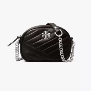 tas selempang wanita Tory Burch Small Kira Chevron Camera Bag Black Shw