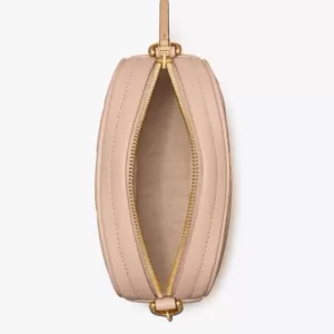 tas bahu wanita Tory Burch Small Kira Chevron Camera Bag Devon Sand